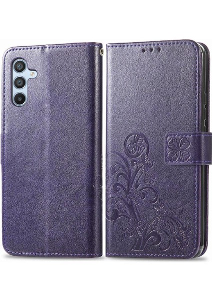 Samsung Galaxy A34 5g Zarif Iş Dört Yapraklı Yonca Flip Case (Yurt Dışından)