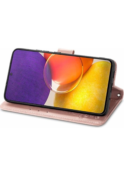 SZY Mall Samsung Galaxy A82 5g Için Kılıf Deri Kılıf Kapak Kapak Kısa Kayış Dört (Yurt Dışından)