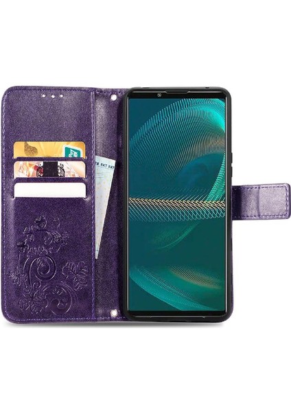 Sony Xperia 5 Iv Dört Yapraklı Yonca Zarif Iş Deri Kılıf (Yurt Dışından) fırsatları