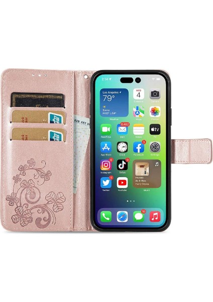 Iphone 14 Için Kılıf Pro Kısa Kayış Dört Yapraklı Yonca Zarif Iş (Yurt Dışından)