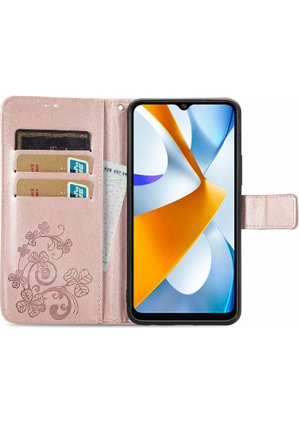 SZY Mall Xiaomi Poco C40 Flip Kapak Kılıf Için Dört Yapraklı Yonca Iş (Yurt Dışından)