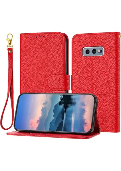 Samsung Galaxy S10E Cüzdan Pu Deri Litchi Desen Flip Için Telefon Kılıfı (Yurt Dışından)