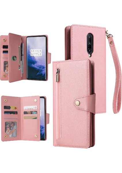 Oneplus 7 Pro Için Kılıf El Kayışı Kart Tutucu Kapak ile Manyetik Deri (Yurt Dışından)