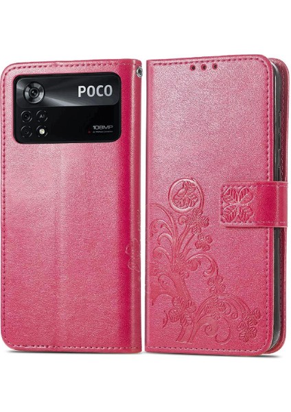 Xiaomi Poco X4 Pro 5g Için Kılıf Kısa Kayış Dört Yapraklı Yonca Kapak Çevirin (Yurt Dışından)
