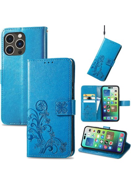 Iphone 14 Için Kılıf Pro Kısa Kayış Dört Yapraklı Yonca Zarif Iş (Yurt Dışından)
