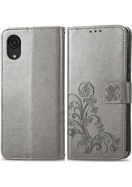 Samsung Galaxy A03 Çekirdek Kısa Kayış Deri Kılıf Kapak Kapak Dört (Yurt Dışından)