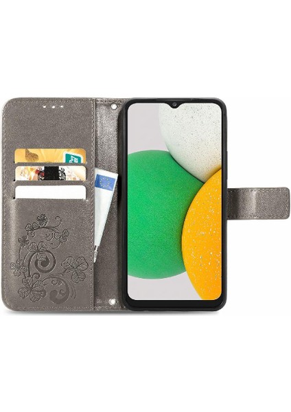 Samsung Galaxy A03 Çekirdek Kısa Kayış Deri Kılıf Kapak Kapak Dört (Yurt Dışından)