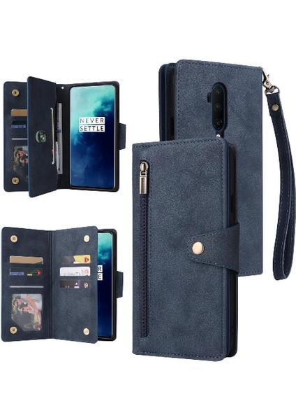 Oneplus 7t Pro Için Kılıf Kart Tutucu Manyetik Deri Fermuar Cüzdan Kapak (Yurt Dışından)
