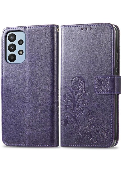 Samsung Galaxy A23 Kısa Kayış Flip Kapak Dört Yapraklı Yonca Durumda (Yurt Dışından)