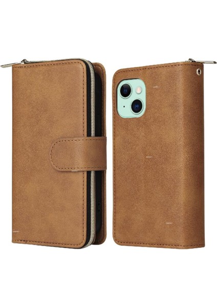 Iphone 15 Artı Cüzdan Durumda 9 Kart Yuvaları ile Fermuar Cep Flip (Yurt Dışından)