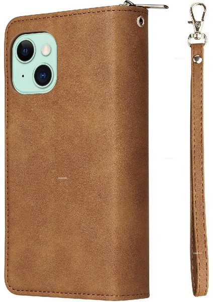 Iphone 15 Artı Cüzdan Durumda 9 Kart Yuvaları ile Fermuar Cep Flip (Yurt Dışından)