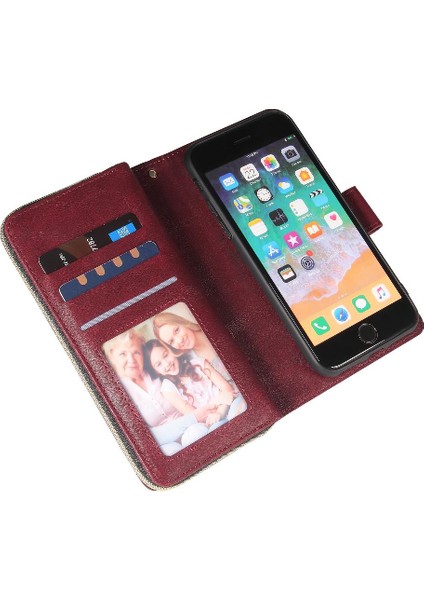 Iphone 7/8 Için Kılıf Kart Tutucu Cüzdan Durumda 9 Kart Yuvaları ile Kapak Çevirin (Yurt Dışından)
