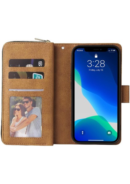 Iphone 13 Için Kılıf Pro Max Kapak Çevirin Fermuar Cep Kart Tutucu Cüzdan 9 (Yurt Dışından)