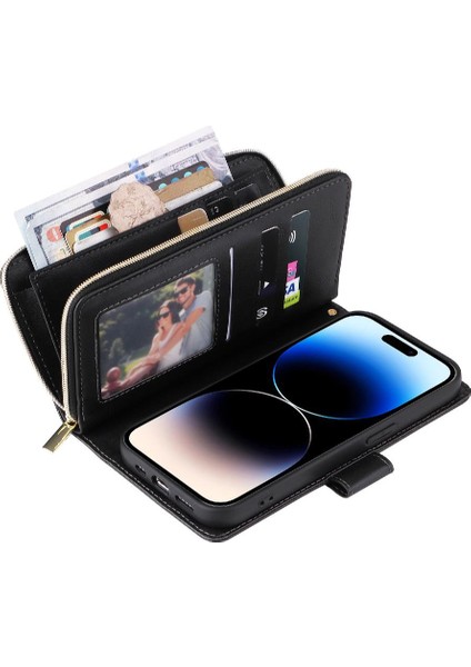 9 Kart ile El Kayışı Cüzdan Kılıf ile iphone 14 Pro Kart Tutucu Için Kılıf (Yurt Dışından)