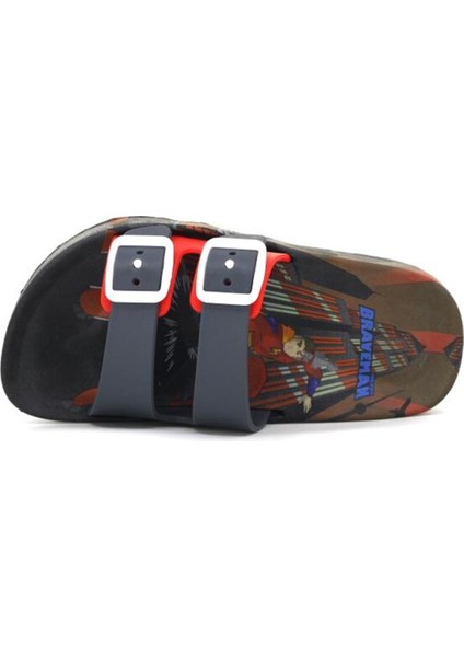 14789 Kaydırmaz Taban Plaj Çocuk Terlik Siyah Kırmızı fiyatları