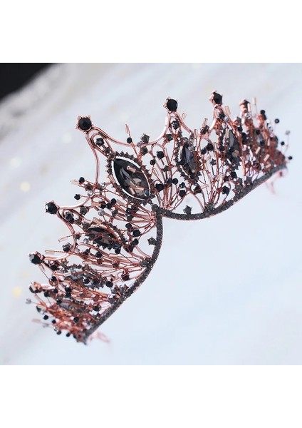 Siyah Kmvexo Barok Gül Altın Siyah Kristal Gelin Tiara Rhinestone Diadem Pageant Taç Gelinler Için Kafa Düğün Saç Aksesuarları (Yurt Dışından) fırsatları