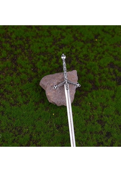 Açık Sarı Renk Gümüş Cadı Saç Tokası Hilal Ay Tanrıçası Kılıç Firkete Wiccan Kadınlar Için Gotik Takı Pagan Wicthcraft (Yurt Dışından)