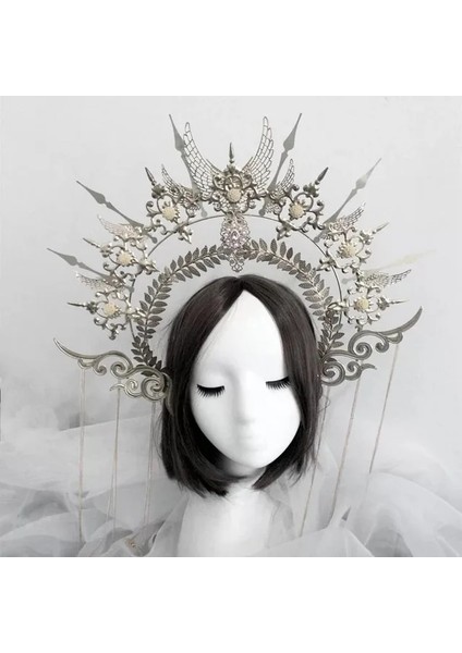 Malzeme PAKETI55C Dıy Malzeme Paketi Vintage Lolita Kabartmalı Halo Taç Inci Boncuklu Zincir Kafa Bandı Güneş Vaftiz Annesimetal Tiara Için Cosplay (Yurt Dışından)