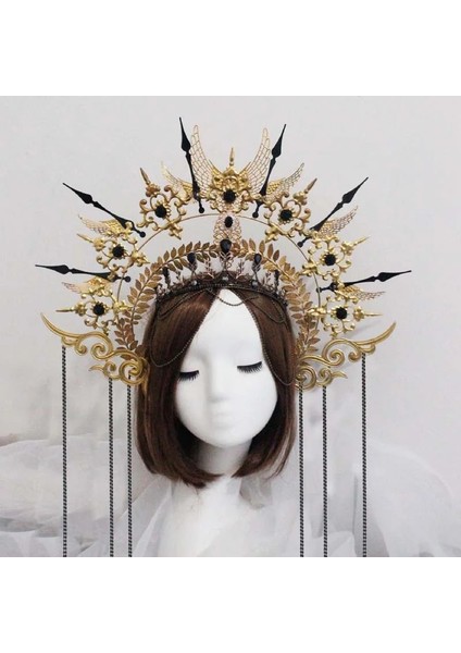 Malzeme PAKETI55C Dıy Malzeme Paketi Vintage Lolita Kabartmalı Halo Taç Inci Boncuklu Zincir Kafa Bandı Güneş Vaftiz Annesimetal Tiara Için Cosplay (Yurt Dışından) modelleri