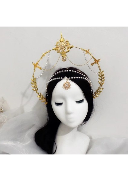 Malzeme PAKETI55C Dıy Malzeme Paketi Vintage Lolita Kabartmalı Halo Taç Inci Boncuklu Zincir Kafa Bandı Güneş Vaftiz Annesimetal Tiara Için Cosplay (Yurt Dışından) fırsatları