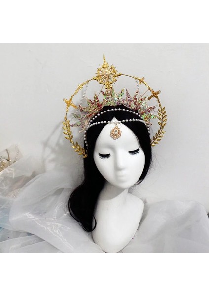 Malzeme PAKETI55C Dıy Malzeme Paketi Vintage Lolita Kabartmalı Halo Taç Inci Boncuklu Zincir Kafa Bandı Güneş Vaftiz Annesimetal Tiara Için Cosplay (Yurt Dışından) indirimleri