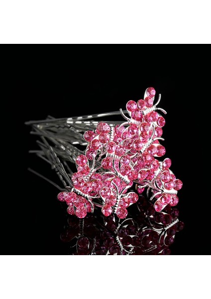 Göl Mavisi Lot Kristal Rhinestone Kelebek Saç Tokası Yeni Özel Tasarım Klipler Düğün Gelin Kadın Saç Takı Güzel Hediye (Yurt Dışından)
