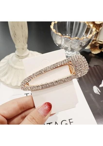 8cm Altın Damla Kore Tam Kristal Tokalar Moda Dikdörtgen Geometrik Inci Saç Tokalarım Kadınlar Için Kız Saç Aksesuarları Saç Klipleri Toka (Yurt Dışından)