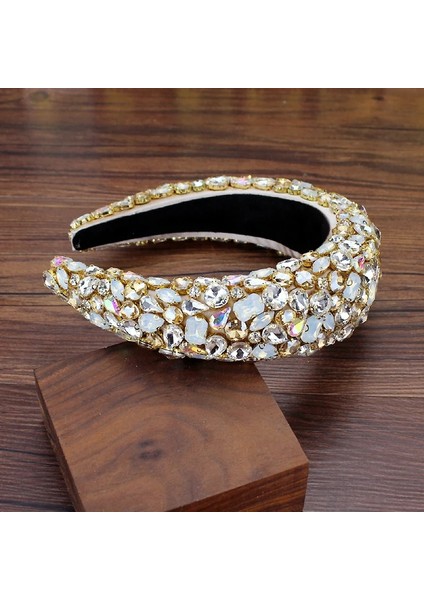 Siyah Boho Muhteşem Tam Diamante Yastıklı Barok Bantlar Kadınlar Için Lüks Kristal Hairbands Rhinestone Tiara Bling Saç Aksesuarları (Yurt Dışından)