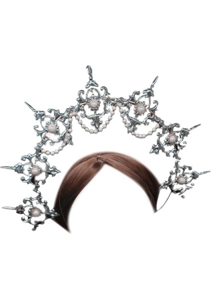 F Gotik Lolita Tiara Taç Kafa Dıy Malzeme Paketi Cadılar Bayramı Vintage Güneş Tanrıçası Barok Halo Düğün Başlığı Parçaları (Yurt Dışından)