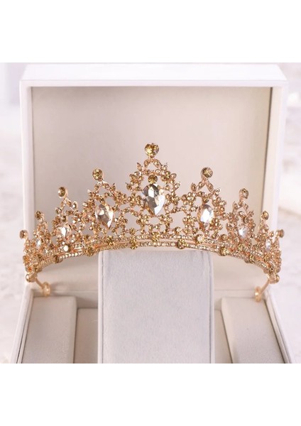 B Tarzı Düğün Tacı Gelin Başlığı Altın Gümüş Renk Rhinestone Kristal Diadem Kraliçe Taçlar Prenses Tiaras Düğün Saç Aksesuarları (Yurt Dışından)