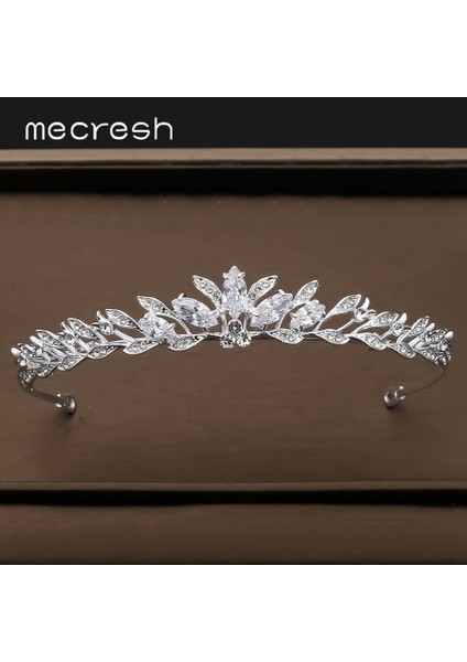 Gümüş Kaplı Mecresh Düğün Tiaras ve Taçlar Kadın Balo Saç Süsler Zirkon Pageant Gelin Saç Aksesuarları Kafa Bandı HG241 Bırakır (Yurt Dışından) fiyatları