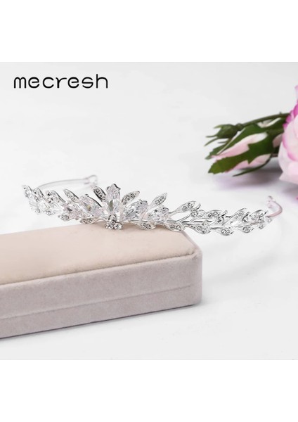 Gümüş Kaplı Mecresh Düğün Tiaras ve Taçlar Kadın Balo Saç Süsler Zirkon Pageant Gelin Saç Aksesuarları Kafa Bandı HG241 Bırakır (Yurt Dışından) fırsatları
