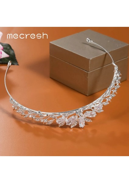 Gümüş Kaplı Mecresh Düğün Tiaras ve Taçlar Kadın Balo Saç Süsler Zirkon Pageant Gelin Saç Aksesuarları Kafa Bandı HG241 Bırakır (Yurt Dışından) indirimleri