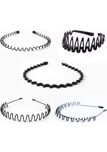 6-Metal Sıcak Unisex Siyah Dalgalı Saç Bandı Erkek Kadın Saç Kafası Çember Bantları Aksesuarları Spor Kafa Bandı Headdress Şekillendirici Araçları (Yurt Dışından) indirimleri