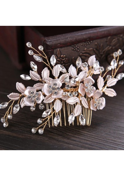 Açık Sarı Renk Güzel Gelin Saç Aksesuarları Kristal Saç Tarakları Düğün Saç Klipleri Saç Kadınlar Takı Bırakır Gelin Headdress Süsler (Yurt Dışından)