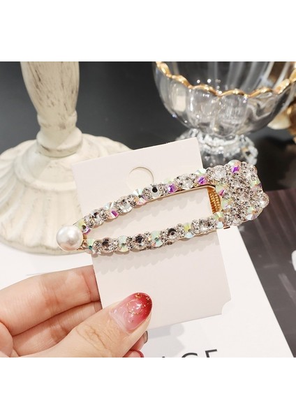 8cm Altın Karışımlı Inci Kore Tam Kristal Tokalar Moda Dikdörtgen Geometrik Inci Saç Tokalarım Kadınlar Için Kız Saç Aksesuarları Saç Klipleri Toka (Yurt Dışından)