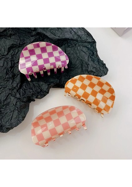 Sku-03 2022 Yeni Moda Kız Saç Pençe Klip Aksesuarları Akrilik Semilune Renk Kafes Kadınlar Için Ince Köpekbalığı Tokalar Headdress (Yurt Dışından) fiyatları