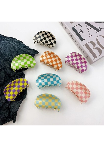 Sku-03 2022 Yeni Moda Kız Saç Pençe Klip Aksesuarları Akrilik Semilune Renk Kafes Kadınlar Için Ince Köpekbalığı Tokalar Headdress (Yurt Dışından) modelleri