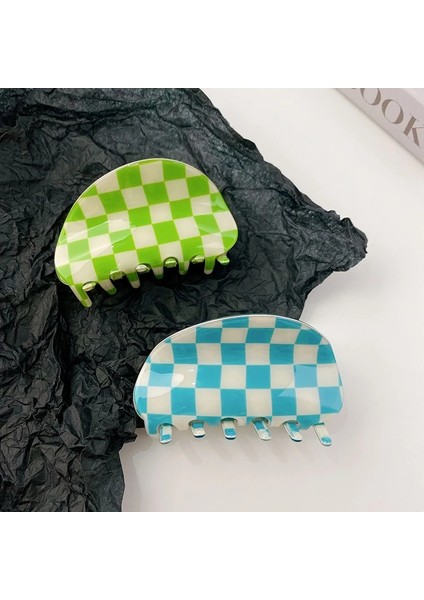 Sku-03 2022 Yeni Moda Kız Saç Pençe Klip Aksesuarları Akrilik Semilune Renk Kafes Kadınlar Için Ince Köpekbalığı Tokalar Headdress (Yurt Dışından) fırsatları