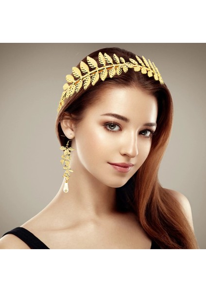 B Tanrıça Yaprağı Kafa Bandı Zeytin Yaprağı Düğün Parti Altın Taç Gelin Tiara Saç Çember Aksesuar Kadın Kız Takı Hairband Kafa Bandı (Yurt Dışından) indirimleri