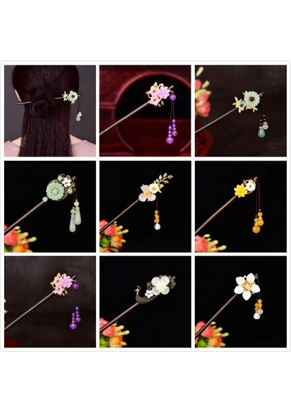 07 Tavus Kuşu Çin Etnik Antik Firkete Şapkalar Hanfu Püskül Prenses Adım Sarsıntı Antik Karakteristik Ahşap Renkli Sır Firkete (Yurt Dışından) fiyatları