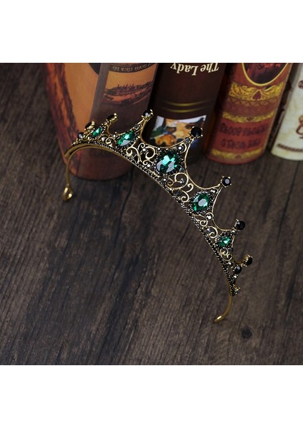 Gül Altın Rengi Moda Vintage Küçük Barok Yeşil Kristal Tiaras Taçlar Kadınlar Kızlar Için Gelin Başlıkları Peçe Tiara Düğün Saç Aksesuarları (Yurt Dışından) modelleri