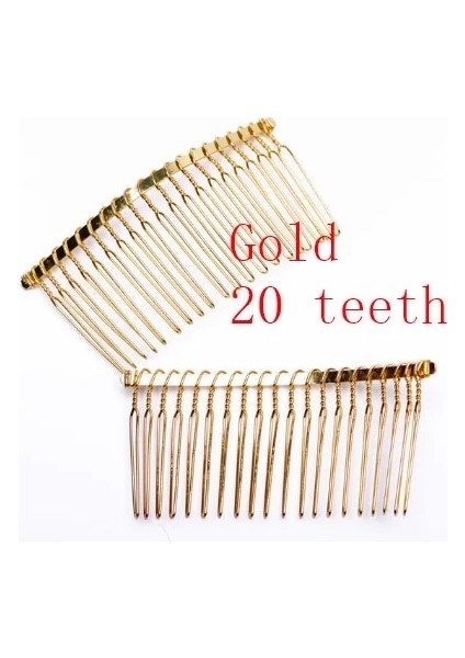 Altın 20T Çok Diş Goldsilver Kaplama Saç Tokası Düğün Saç Aksesuarları Metal Gelin Saç Tarakları Dıy Takı Bulguları (Yurt Dışından)