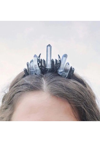 No.1 Boyutu El Yapımı Sahte Ham Kristal Kafa Kuvars Siyah Ay Gelin Alaşım Tiara Taç Bayanlar Düğün Parti Gelin Jewely Headdress (Yurt Dışından) modelleri