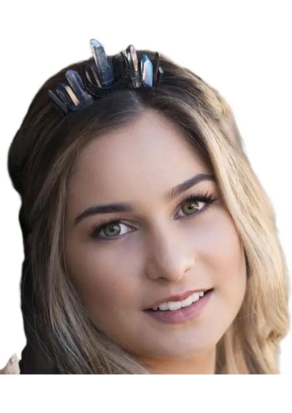 No.1 Boyutu El Yapımı Sahte Ham Kristal Kafa Kuvars Siyah Ay Gelin Alaşım Tiara Taç Bayanlar Düğün Parti Gelin Jewely Headdress (Yurt Dışından) indirimleri