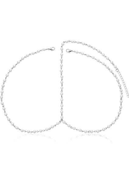 Gümüş Rengi Boho Kadın Simüle Inci Püskül Baş Zincir Takı Alın Dans Başlığı Saç Takı Band Zincirler Saç Aksesuarı T033 (Yurt Dışından)