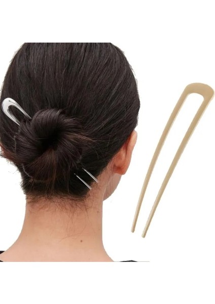 FJ308S Minimalist Alaşım Metal Saç Çubukları Topuz Tokalar Retro Basit Altın U-Şekil Kabarık Saç Çatal Klipleri Kadınlar Için Şekillendirici Aracı Aksesuar (Yurt Dışından)