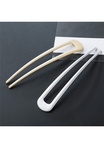 FJ308S Minimalist Alaşım Metal Saç Çubukları Topuz Tokalar Retro Basit Altın U-Şekil Kabarık Saç Çatal Klipleri Kadınlar Için Şekillendirici Aracı Aksesuar (Yurt Dışından)