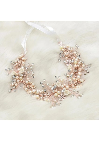 Açık Sarı Renk El Yapımı Romantik Gül Altın Saç Bandı Inci Kurdele Düğün Bantlar Kadınlar Için Gelin Yarışması Baş Adet Tiaras Takı (Yurt Dışından) fiyatları