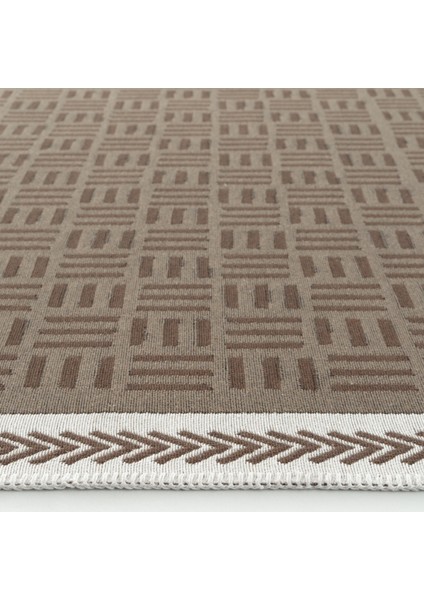 Perla Neo Prn 03 Brown White Pamuklu Banyo Balkon Kilimi Makinede Yıkanabilir Mutfak Kilim